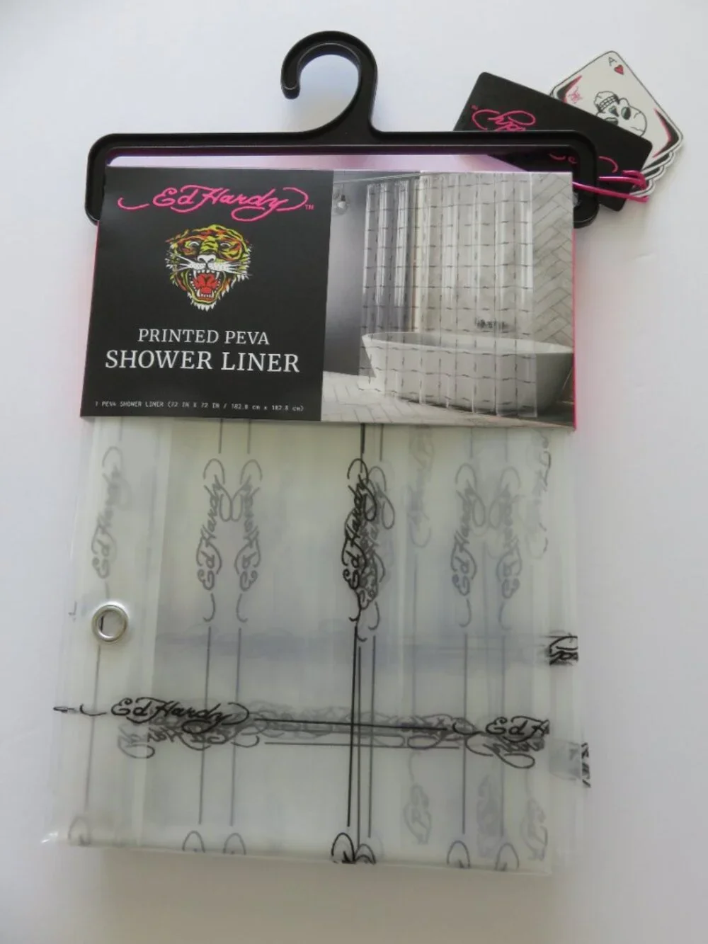 (#143) Ed Hardy Shower Curtain Liner 72x72 Logo Printed PEVA